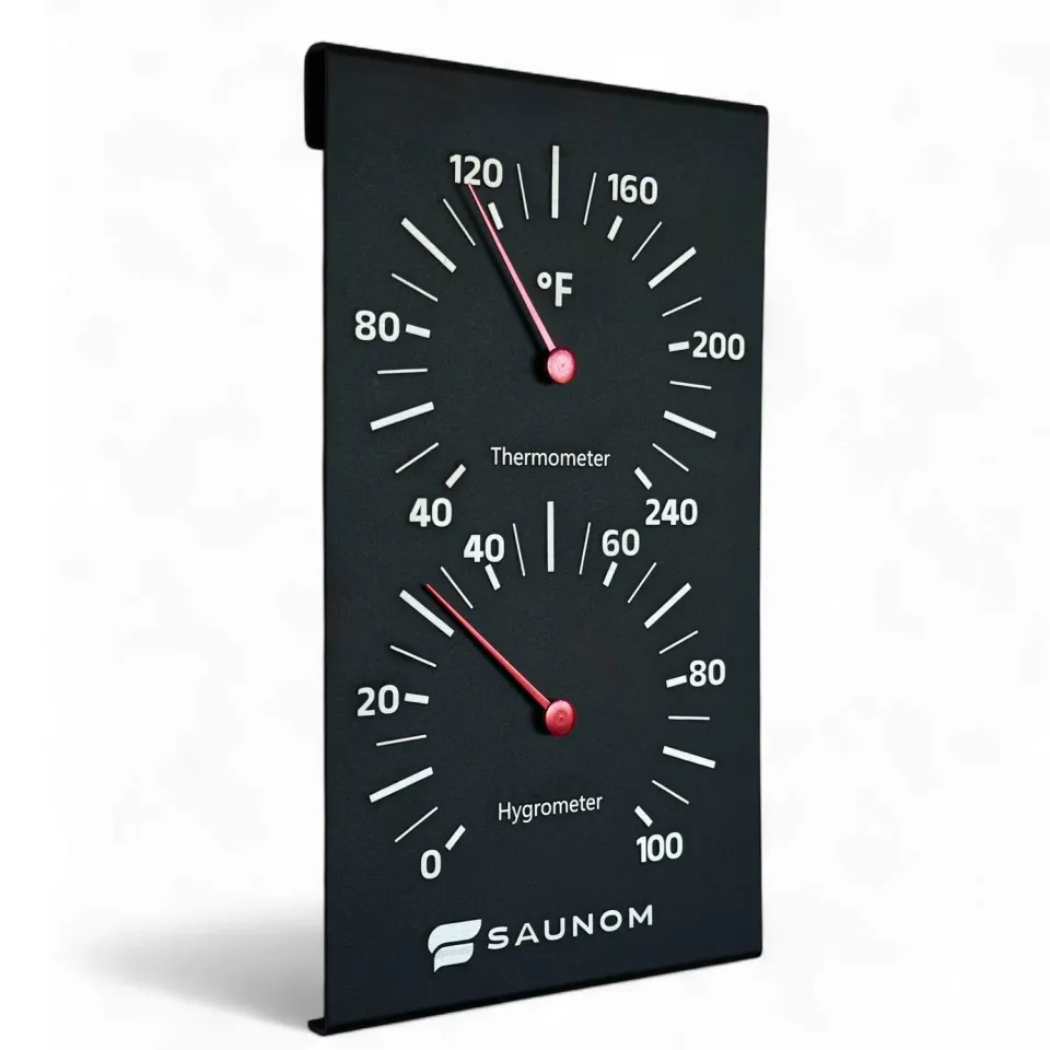 SAUNOM Valo™ Sauna-Thermometer und Hygrometer Aluminium gut ablesbar