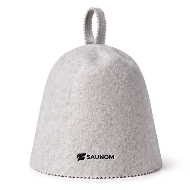 SAUNOM Havu™ Grey Saunahut Wollfilz Hitzeschutz