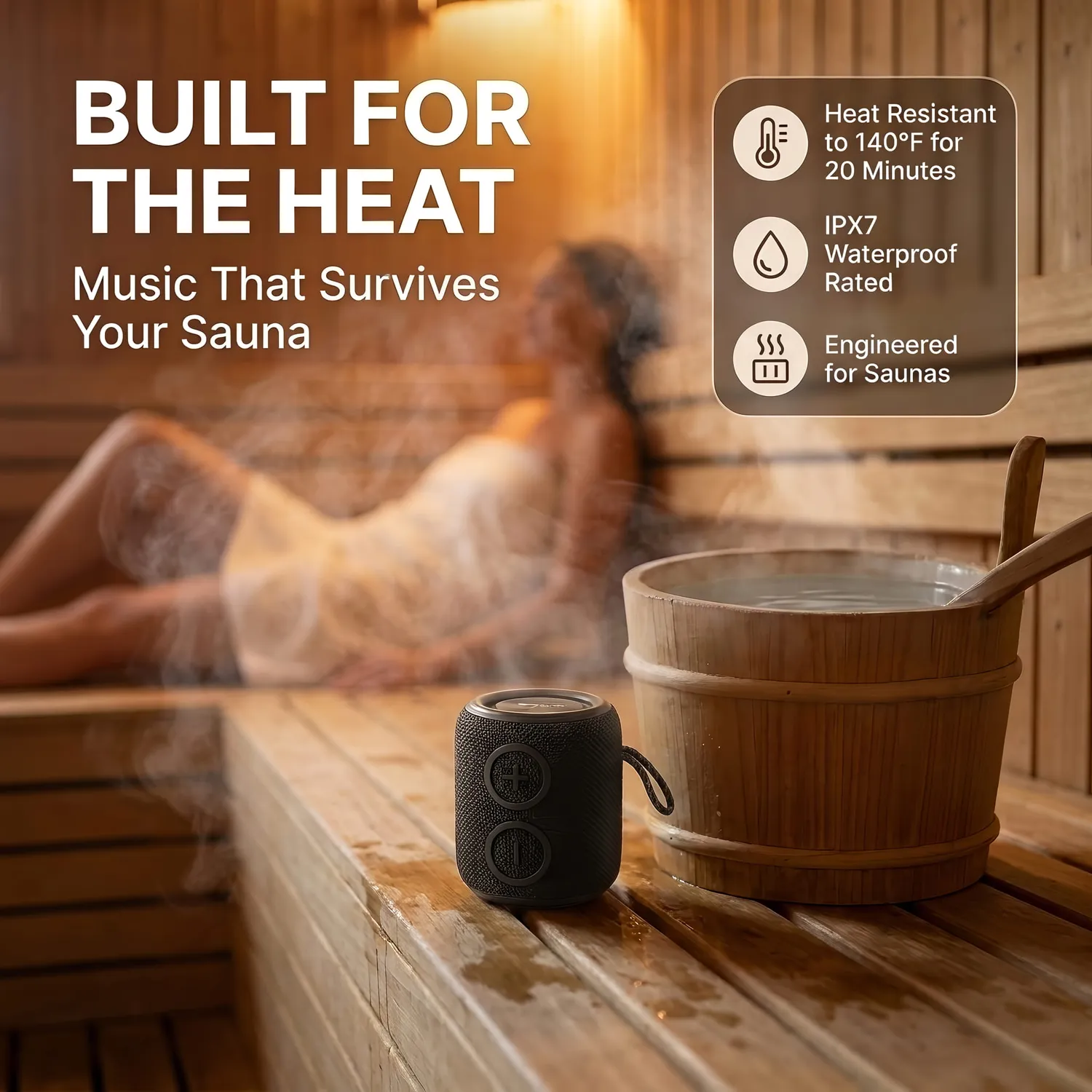 SAUNOM Kaiku™ Bluetooth-Lautsprecher – IPX7