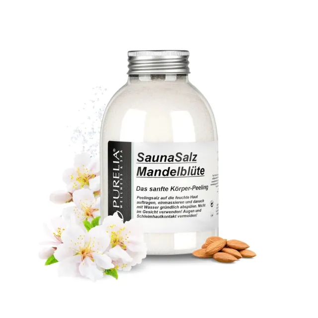 PURELIA Mandelblüte Peelingsalz Saunasalz feinkörnig