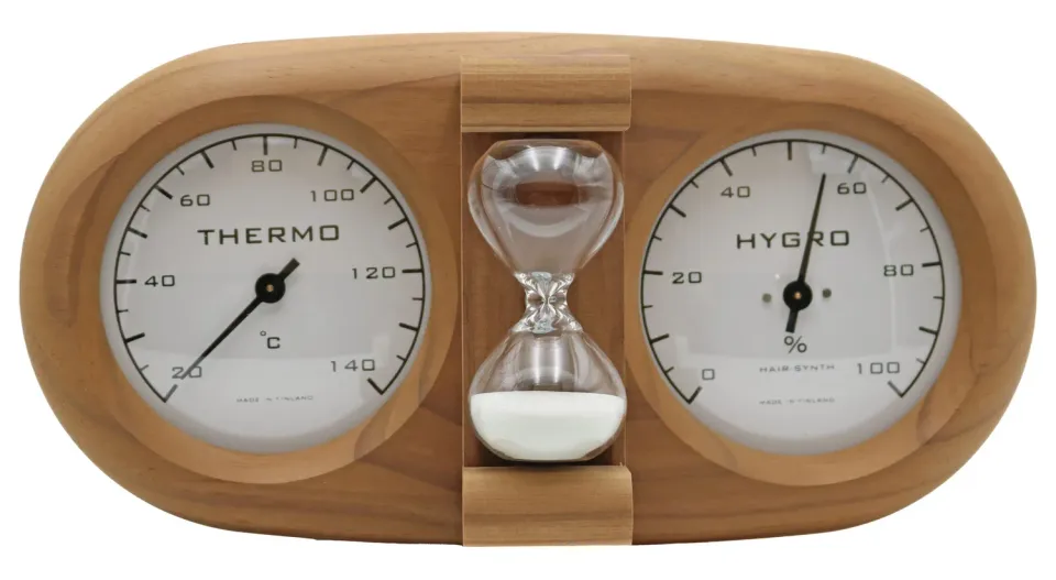 Nikkarien Saunia 3-in-1 Saunamessgerät Thermoholz Sanduhr