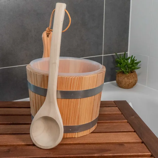 PURELIA Sauna Set Eimer 5L Lärche mit Kelle