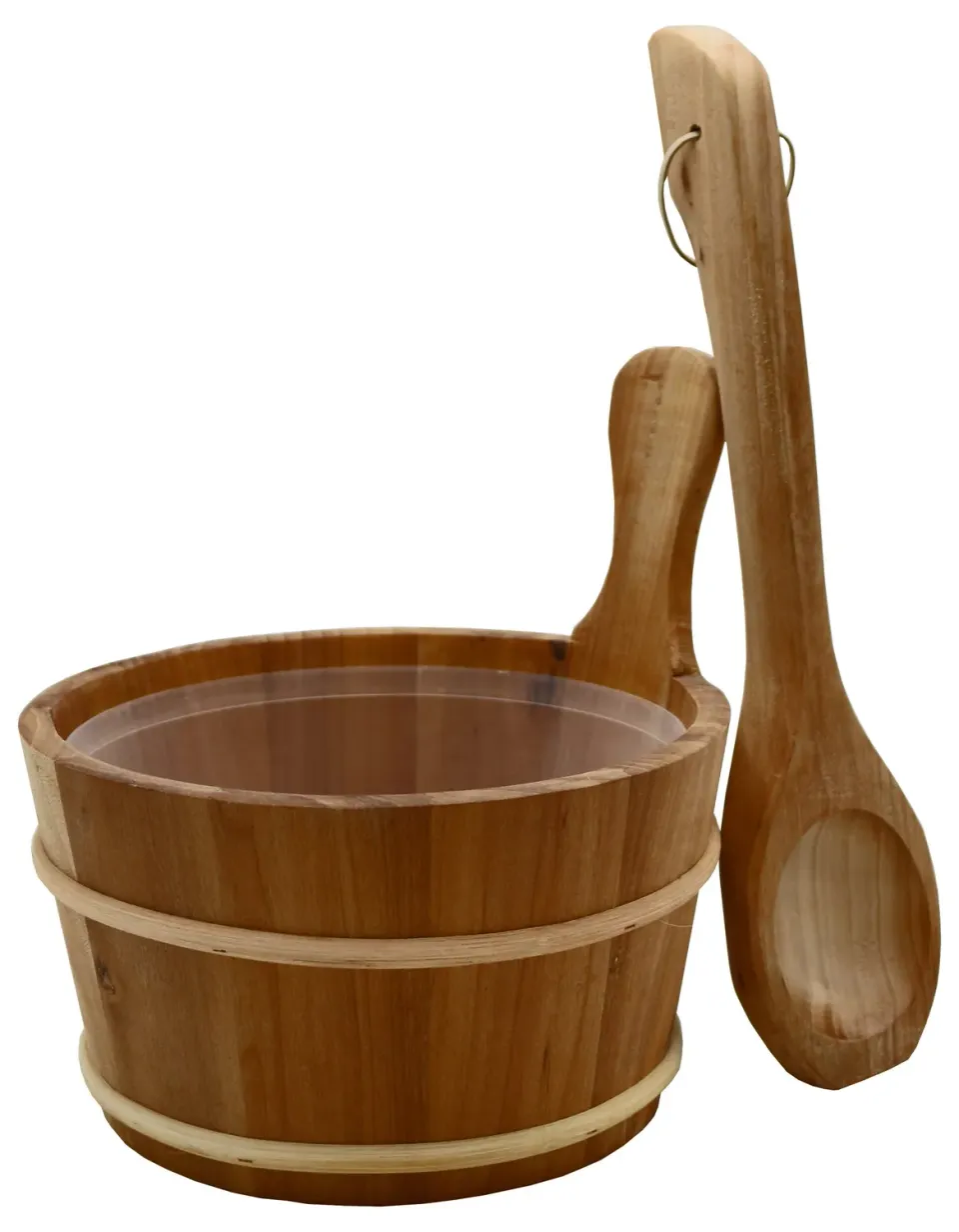 Nikkarien Saunia Saunaset Thermoholz-Kübel 4L mit Kelle 40cm
