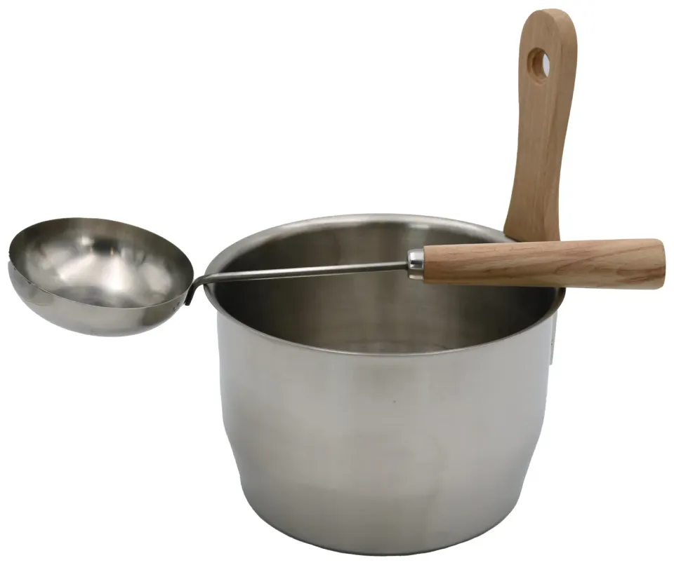 Nikkarien Saunia Saunaset Edelstahl Kübel 4,5 L Kelle 48 cm