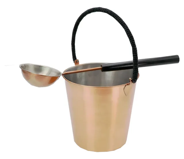 Saunia Saunakübel mit Kelle Edelstahl Kupfer Set