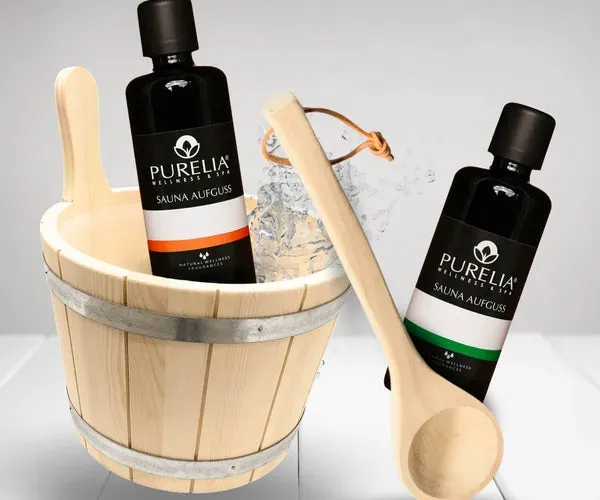 PURELIA Saunaaufguss Set Starter mit Saunaeimer und Schöpfkelle